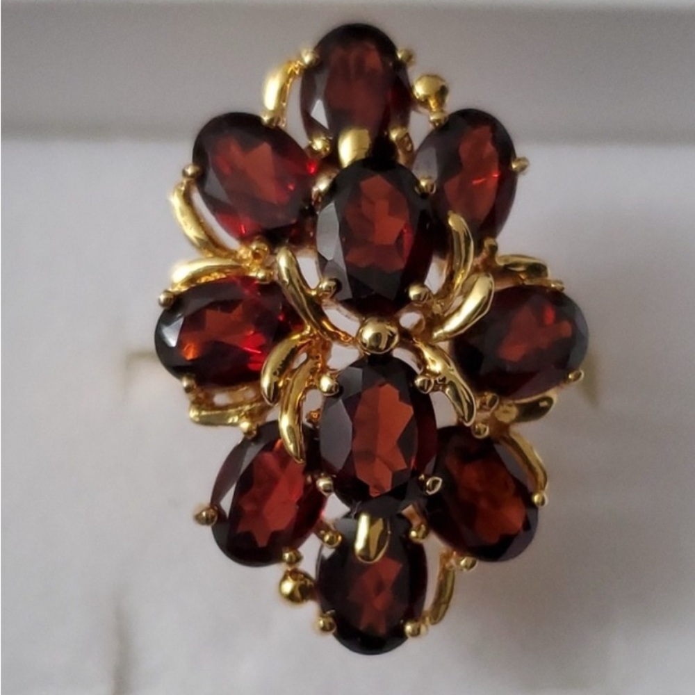 Opulent Sterling Silver 925 Garnet Cocktail Ring – A Regal Statement Piece